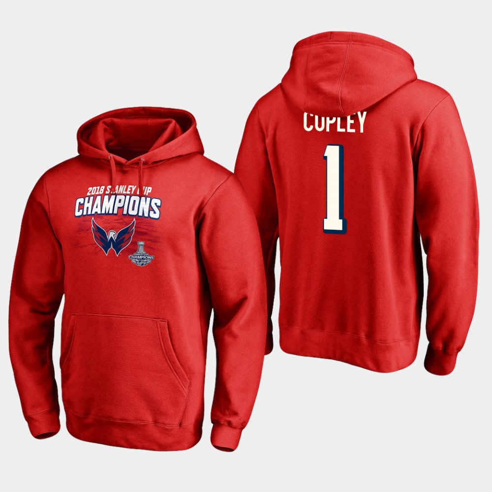 NHL Men Washington capitals #1 pheonix copley 2018 stanley cup champions pullover hoodie